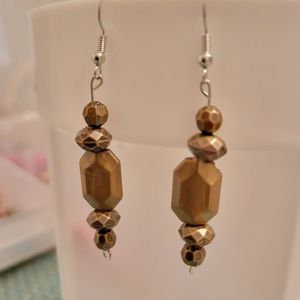 Dirty gold rectangle-octagonal earrings
